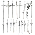 Collection of antique silver alloy sword charms for DIY necklaces and craft accessories - Mixed Antique Silver Sword Series (SN791)