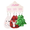 Set orecchini a goccia natalizi con pupazzo di neve, renna scozzese e albero glitterato - Stile Pupazzo di Neve e Renna e Albero di Natale
