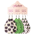 Set di tre paia di orecchini di Halloween in pelle a goccia con motivi strega e ragnatela - Stile Calderone e Ragnatela e Cappello da Strega