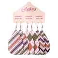 Set di orecchini a goccia in ecopelle con motivi geometrici vintage e ganci argento - Stile Chevron Retrò e Diamante e Onde
