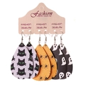 Set di orecchini a goccia in ecopelle per Halloween con gatto ragno e fantasma - Stile Gatto Nero e Ragno e Fantasma