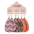 Tre paia di orecchini di Halloween in finta pelle a goccia con motivi chevron e zucca - Stile Chevron e Stampa Halloween e Pois
