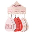 Set di tre paia di orecchini natalizi in pelle a goccia con scritte e motivi a fiocchi - Stile Fiocco di Neve Natale e Auguri