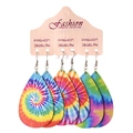Set di tre paia di orecchini a goccia in finta pelle tie-dye con ganci argentati - Stile Motivo a Spirale Tie Dye Colorato