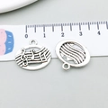 Pendentifs notes de musique vintage en argent de forme ovale pour bijoux DIY - Symbole Musical (18935) / 1 pièce (17x19mm) / Argent antique