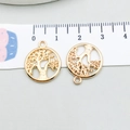 Pendentif Arbre de Vie doré de 22mm avec découpes pour la création de bijoux DIY - Arbre de Vie Rond (19910) / 16*19mm