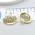 Goldene Musiknoten-Anhänger ovale Notenschlüssel-Anhänger für DIY-Schmuck 22x17mm - Antikgold Violinschlüssel (20877)