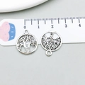 Antik-silberner Lebensbaum-Anhänger in rundem, hohlem Design für DIY-Schmuck - Antiksilber Runder Lebensbaum (10398)