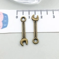 Pair of antique bronze wrench alloy pendants for DIY jewelry making 23mm length - Wrench (17386)