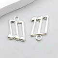 Pendentifs notes de musique en alliage argenté poli pour bijoux et colliers DIY - Style Note de Musique (20912) / 1 Pièce (13x21mm) / Argent Brillant