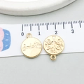 Pendentifs arbre de vie dorés avec gravure 'Good life' et motif d'arbre, diamètre 1,5 cm - Arbre de Vie Rond (19914) / 12*15mm