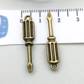 Set of two vintage bronze screwdriver alloy charms for DIY necklaces and keychains - Screwdriver (17387)