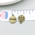 Vintage Bronze Seeds of Life Baum Anhänger aus 1,5cm rundem Legierungsmetall - Antiker Runder Lebensbaum (19925)