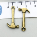 Antique bronze alloy hammer charm for DIY jewelry making with measuring ruler scale - Hammer (17388)