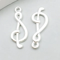 Pendentifs notes de musique argentés style clé de sol pour bijoux DIY et colliers - Clé de Sol (20915) / 1 Pièce (10x27mm) / Argent Brillant