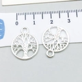 Silberne hohle Lebensbaum-Anhänger aus Legierung für DIY-Schmuck mit 1,8cm Maßstab - Hell Silber Runder Baum Des Lebens (19894)