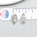 Retro Silberlegierung Blattanhänger mit detaillierten Adernmustern für DIY-Schmuck - Antiksilber Blatt (10414)