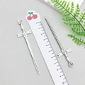 Pair of 10cm antique silver sword charms with cross patterns for DIY jewelry making - Antique Silver Sword (8209)