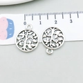 Zwei antik silberne Lebensbaum-Anhänger für DIY-Schmuck mit 15mm Durchmesser - Antiksilber Runder Lebensbaum (10417)