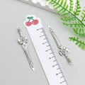 Pair of antique silver sword charms for DIY jewelry making, 5.5cm vintage metal pendants - Antique Silver Sword (16172)