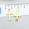 Golden alloy petal cross pendant charms for DIY jewelry making with two pieces - Antique Gold Cross 19x11mm (20369)