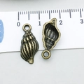 Antik-Bronze Muschel Anhänger aus Legierung, Vorder- und Rückseite mit Maßangaben - Meerschnecke (20719)