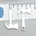 Ciondoli a forma di ascia e martello in lega d'argento per gioielli DIY con righello - 1 pezzo Ascia Argento Brillante 26*15mm (1.5g) (20412)