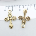 Vintage gold cross alloy charms with leaf pattern for DIY necklace and bracelet crafting - Antique Gold Cross 26x16mm (20371)