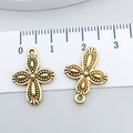 Antique bronze cross pendant for DIY jewelry making with intricate vintage texture - Antique Gold Cross 18x13mm (20372)