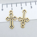 Antique gold hollow cross pendant with 25mm height measurement for DIY jewelry - Hollow Cross Antique Gold 19x12mm (20373)