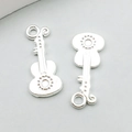 Pendentifs clé guitare en alliage argenté pour bijoux DIY et porte-clés créatifs - Guitare (20923) / 1 Pièce (9x21mm) / Argent Brillant