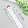 Pair of vintage silver sword pendants with detailed hilts for DIY necklace accessories - Antique Silver Sword (16184)