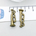 Ciondoli a tromba in bronzo vintage per gioielli DIY, strumenti musicali da 25mm - Forma Tromba Piccola (20902)