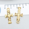Golden alloy cross charms with rope texture and geometric details for DIY jewelry making - Entwined Cross Antique Gold 26x12mm (20375)