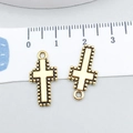 Antique gold alloy hollow cross pendants with beaded edges for DIY jewelry making - Antique Gold Cross 20x10mm (20377)