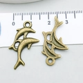 Delfin-Anhänger aus Antik-Bronze für DIY-Schmuck, verschiedene Designs Set - Delfin (20726)