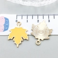 Macro detail of yellow enamel maple leaf charms with size measurements for DIY jewelry - Ginger Yellow Enamel Maple Leaf (14252)