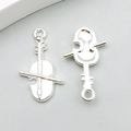 Pendentifs violon en alliage argenté pour bijoux DIY avec finition polie brillante - Violon (20927) / 1 Pièce (14*23mm) / Argent Brillant