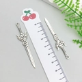 Silver alloy sword pendant for DIY jewelry making, 6cm long fantasy sword charm - Antique Silver Sword (16190)