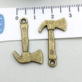 Antique bronze axe and hammer pendants for DIY jewelry with ruler scale reference - Axe (20442)
