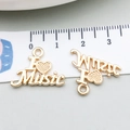 Pendentif doré sur le thème de la musique avec texte 'I Love Music' pour bijoux DIY - Lettre Coeur (20941) / 1 pièce (15x20mm) / Or KC