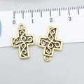 Antique gold finish hollow cross pendant charm for DIY jewelry bracelets and necklaces - Hollow Cross Antique Gold 19x13mm (20378)