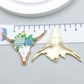 Floral cow head charm in colorful enamel with gold-tone back and measurement scale - Brown Flower Pointed Horn Bull Head (20303) / 35*45mm