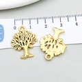 Goldene Lebensbaum-Anhänger aus Legierung für DIY-Schmuck, mit Lineal dargestellt - Antikgold Detaillierter Baum (19886)