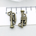 Coppia di ciondoli a tromba in bronzo vintage in lega musicale su righello graduato - Forma Tromba Piccola (20906)