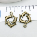 Antik-Bronze Delfin Anhänger für DIY Schmuckherstellung, runde Tier-Anhänger Set - Delfin (20728)