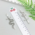 Antique silver snake wrapped around sword pendant charm for DIY jewelry making - Antique Silver Sword (18771)