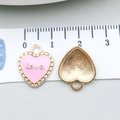 Macro view of pink enamel heart charm with Love engraving showing size 18mm - Pink Enamel Heart (10980) / 13X15mm