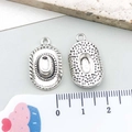 Detailed front and back view of silver cowboy hat charms for DIY jewelry making - Antique Silver Cowboy Hat (14035) / 13*23mm