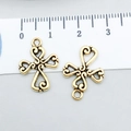 Golden vintage hollow cross alloy pendant with scroll pattern for DIY jewelry crafts - Heart Cross Antique Gold 19x14mm (20382)